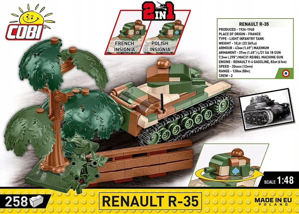 Maketas - COBI - RENAULT R-35 - Plastikas - Vaikams nuo 6 metų - Interjeras