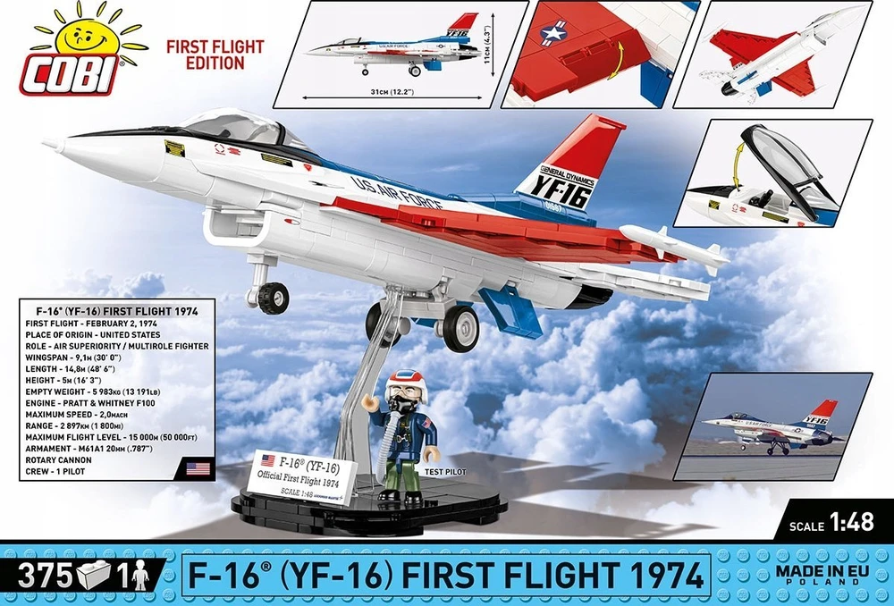 Cobi Klocki F-16 pirmojo skrydžio blokai 375 vienetai