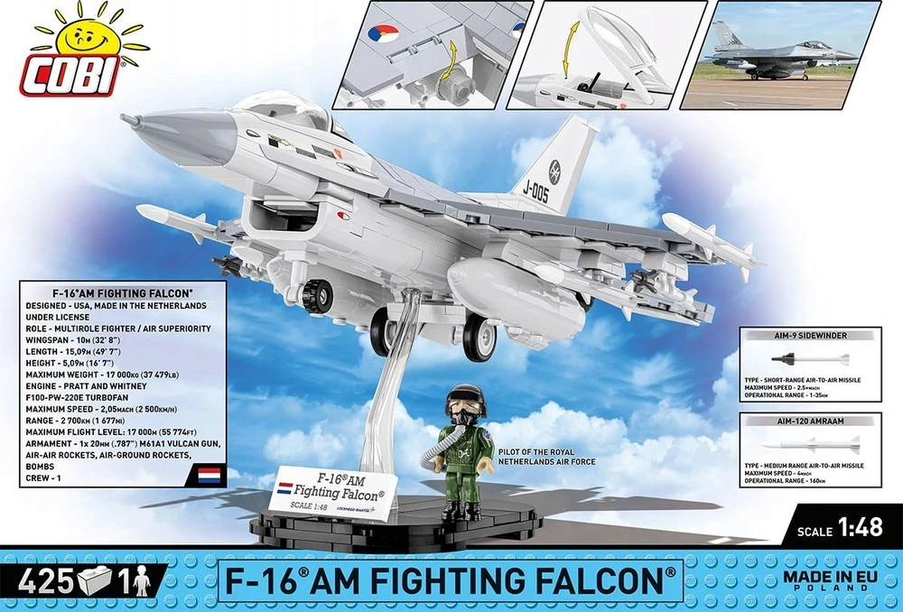 Cobi Klocki F-16 kovojantis falcon 425 blokai