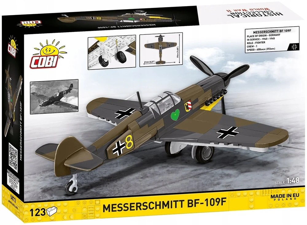 COBI 5873 BLOKAI Messerschmitt Bf-109F lėktuvas vokiečių naikintuvas