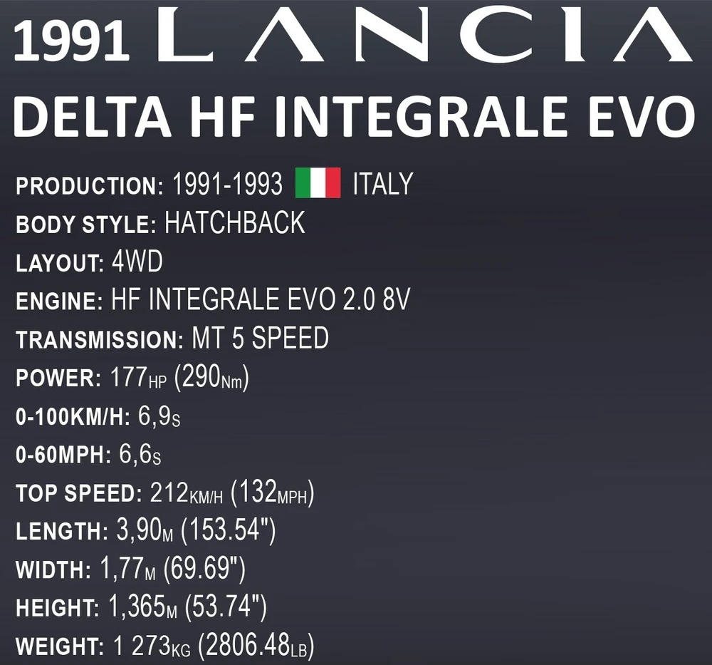 Konstruktorius Cobi Lancia Delta HF Integrale EVO automobilis 24356, 2294 d.