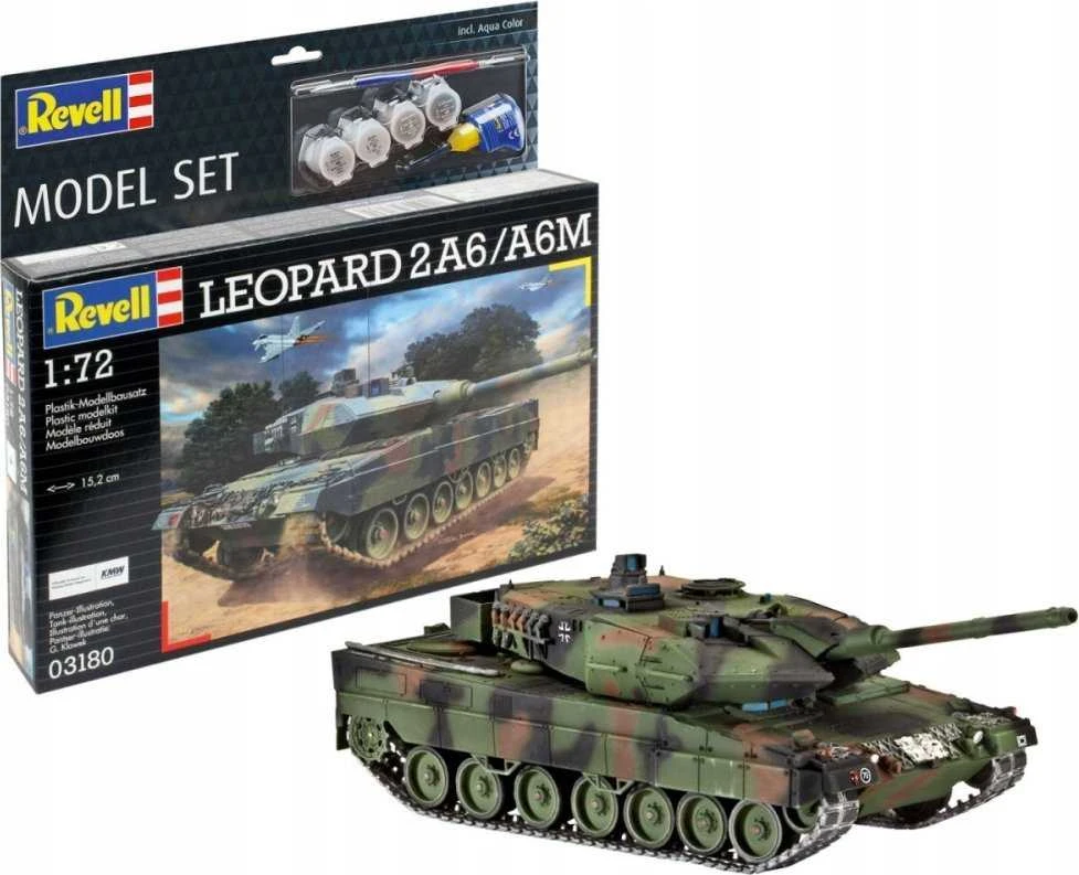 Revell Leopard 2A6/A6M tanko dovanų rinkinys 1/72 su dažais ir klijais