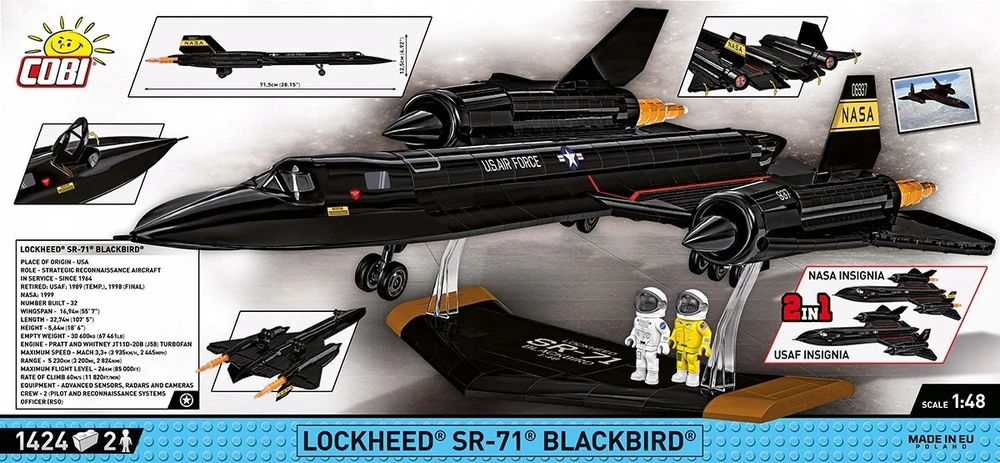 Statybinis žaidimas - COBI - LOCKHEED SR-71 BLACKBIRD - Juodas - Surinkimo rinkinys - Suaugusiems