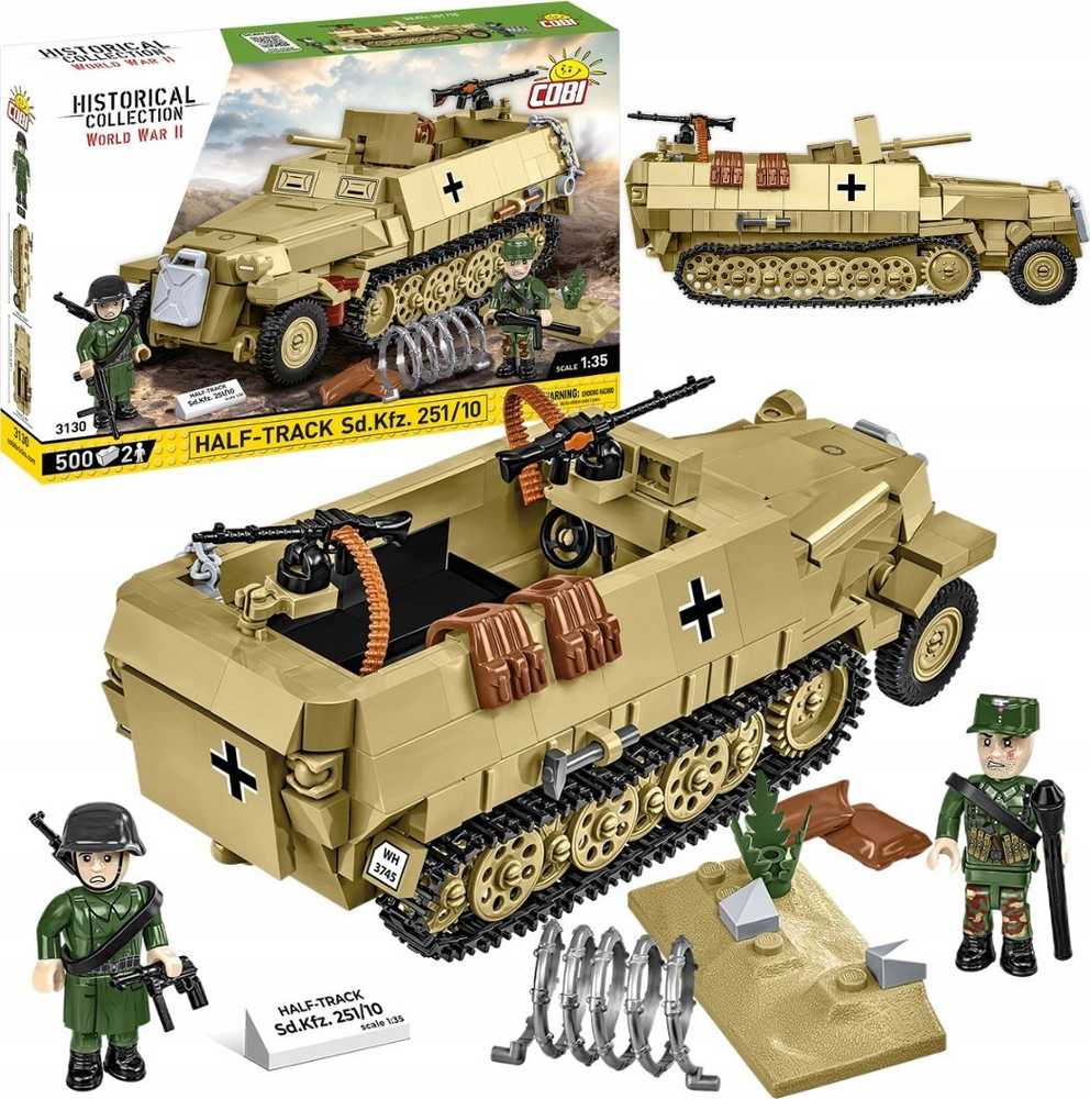 Cobi Pusiau vikšrinis šarvuotas transporteris Sd.Kfz.251, 500 konstravimo kaladėlių