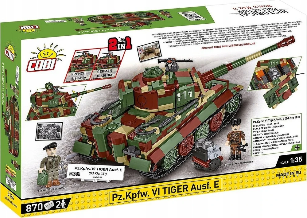 Cobi Klocki Pz.kpfw blokuoja vi tiger ausf. e 870 blokų