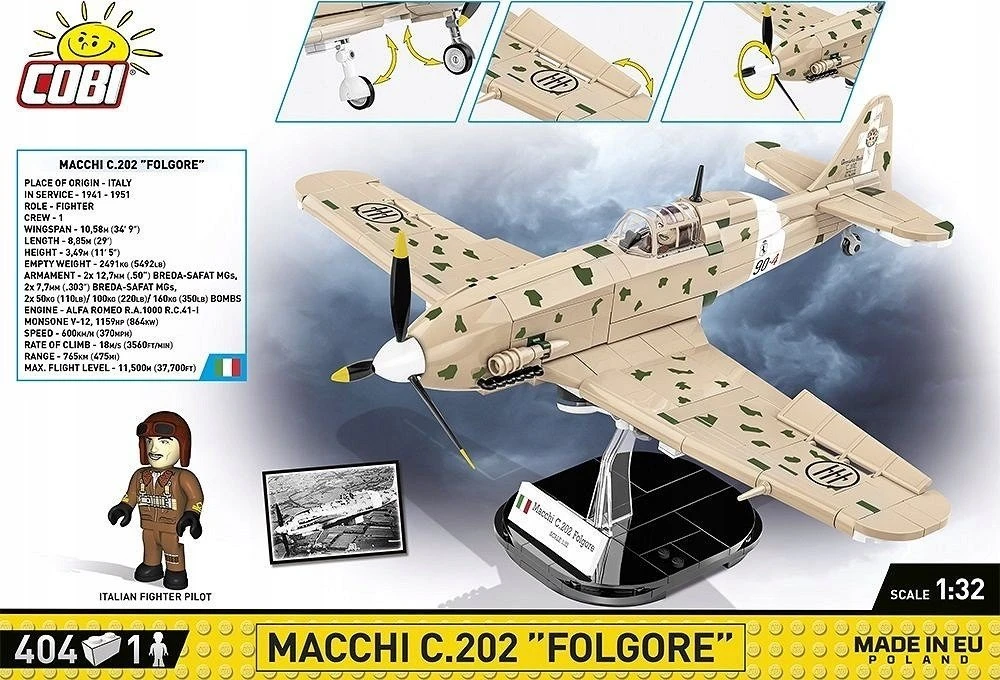 Maketas - COBI - Macchi C.202 'Folgore' - 576 dalys - Plastikas - Renkama pačiam