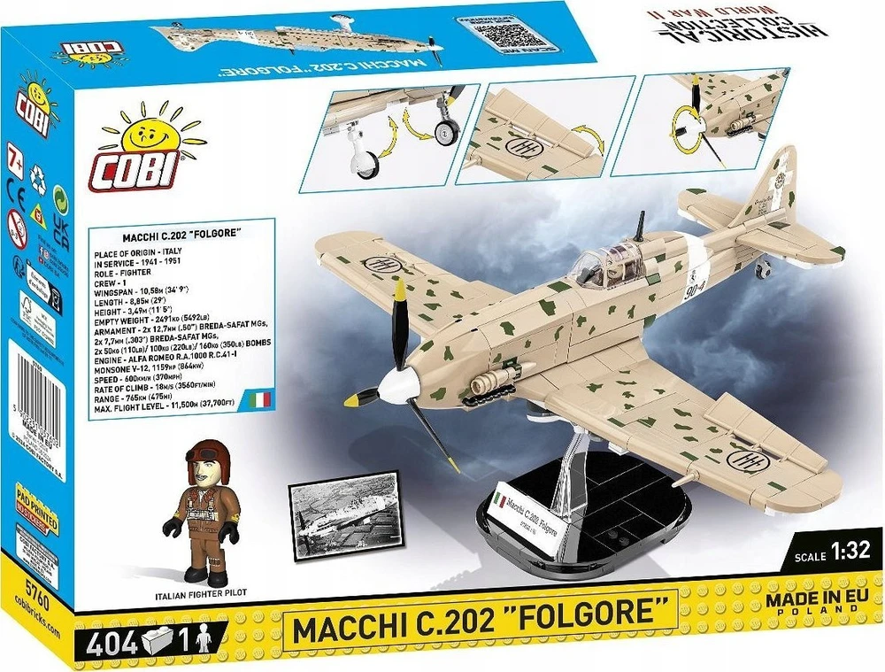 Maketas - COBI - Macchi C.202 'Folgore' - 576 dalys - Plastikas - Renkama pačiam