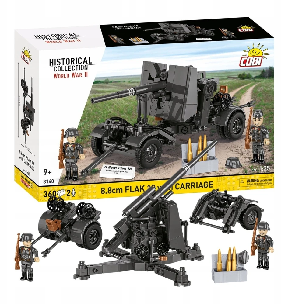 Cobi Klocki 8,8 cm priešlėktuvinė ugnis su vežimėliu 360 blokų