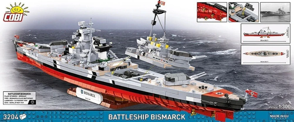 Cobi Klocki Karo laivas „Bismarck 3204“ kaladėlės