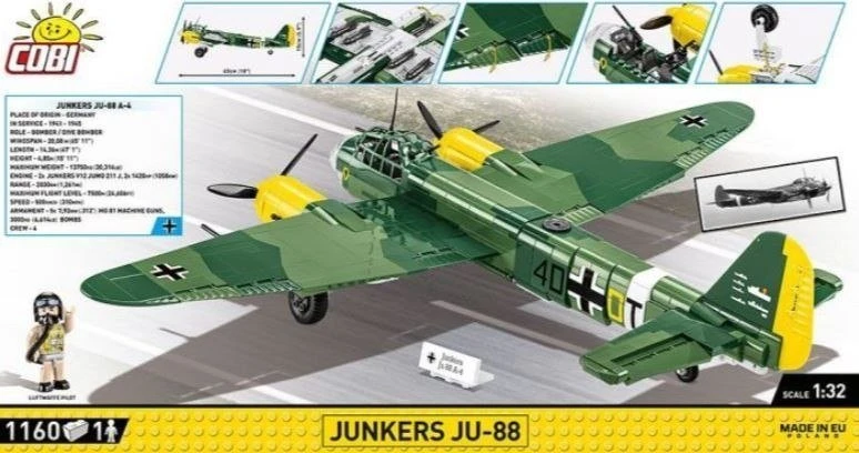 Cobi Klocki Junkers Ju-88 konstravimo kaladėlės, 1160 detalių