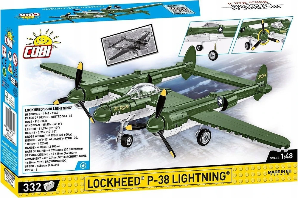 Klocki Lockheed P-38 Lightning 332 klocki