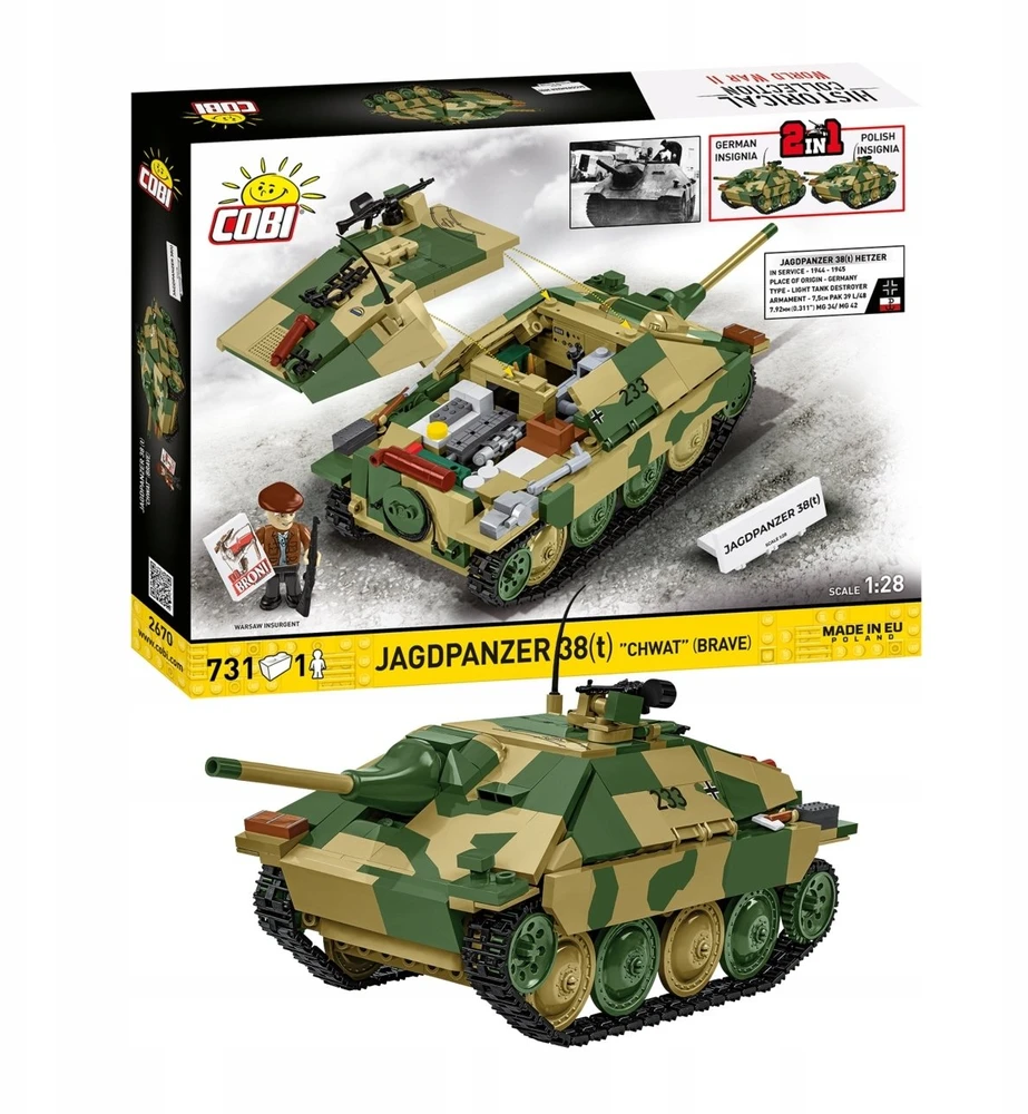 Cobi „Jagdpanzer 38(t) Chwat“ – 731 kaladėlių konstruktorius