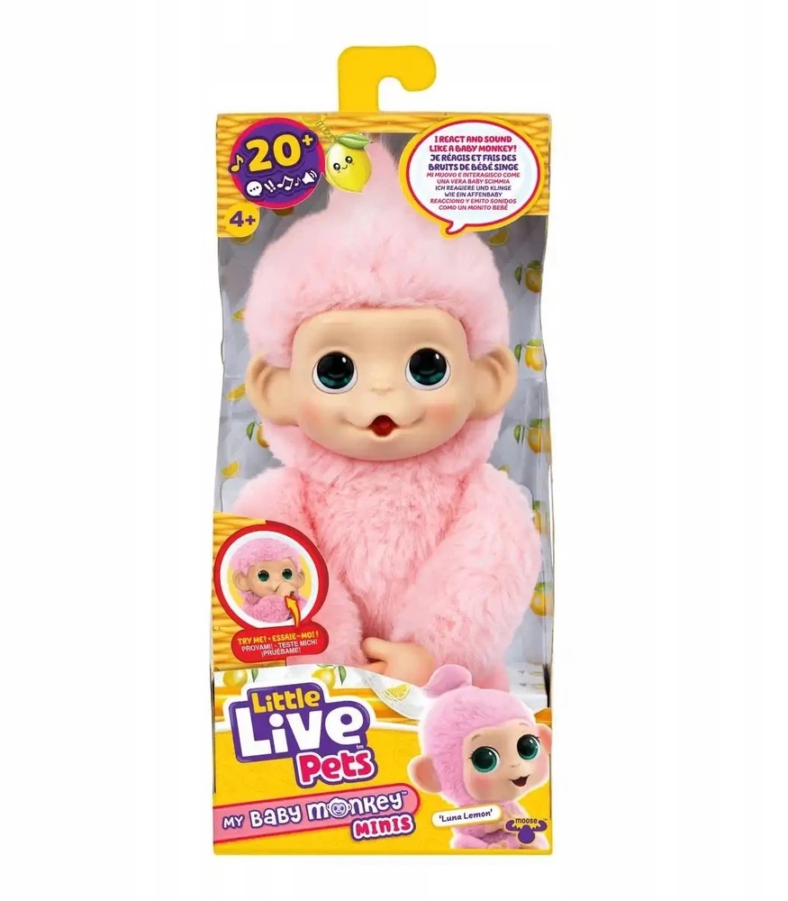 Maskotka Interaktyvus pliušinis žaislas „Little Live Pets“ – mini beždžionėlė Luna Lemon