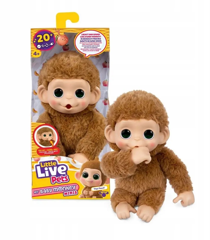 Maskotka Interaktyvus pliušinis žaislas „Little Live Pets“ – Pepi Peach mini beždžionėlė