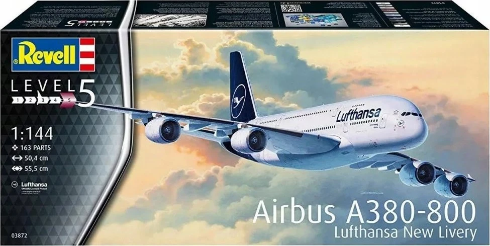 Revell Airbus A380 dovanų rinkinys 1/288 su dažais, teptuku ir klijais