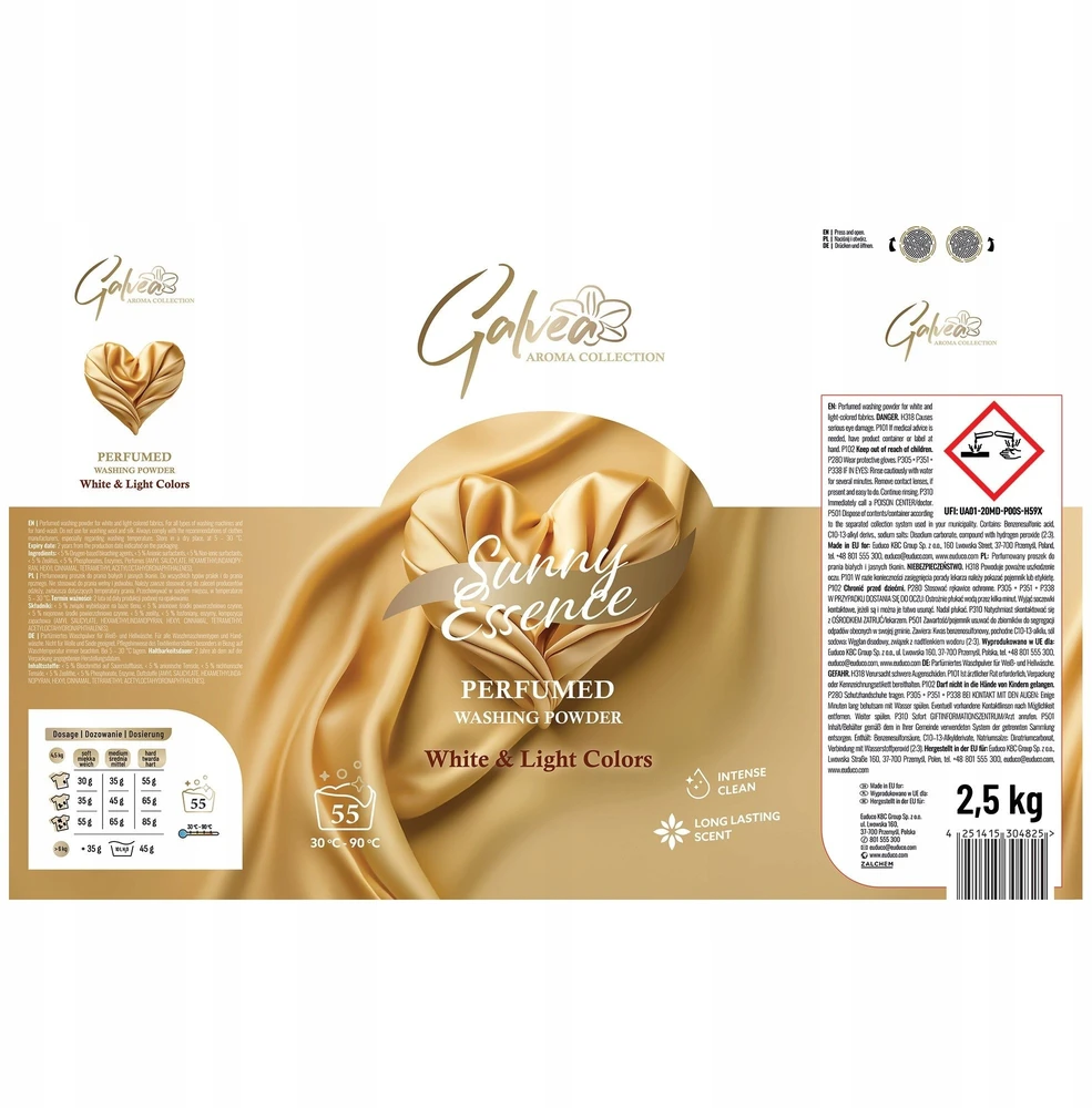 Coccolino GALVEA „Aroma Collection“ skalbimo milteliai su vaisių ekstraktu (55 skalbimai) „Sunny Essence“ baltiems ir šviesiems audiniams, 2,5kg