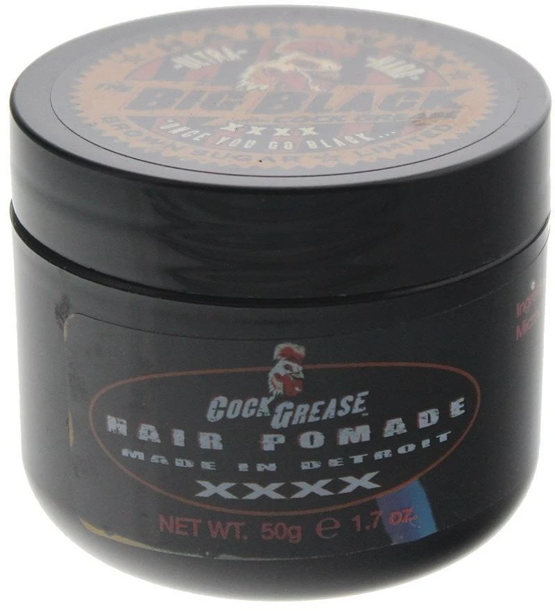 „Cock Grease Ultra Hard The Big Juodas XXXX“ plaukų formavimo pomada, suteikianti plaukams ryškumo ir tekstūros, stiprios fiksacijos, 50 g