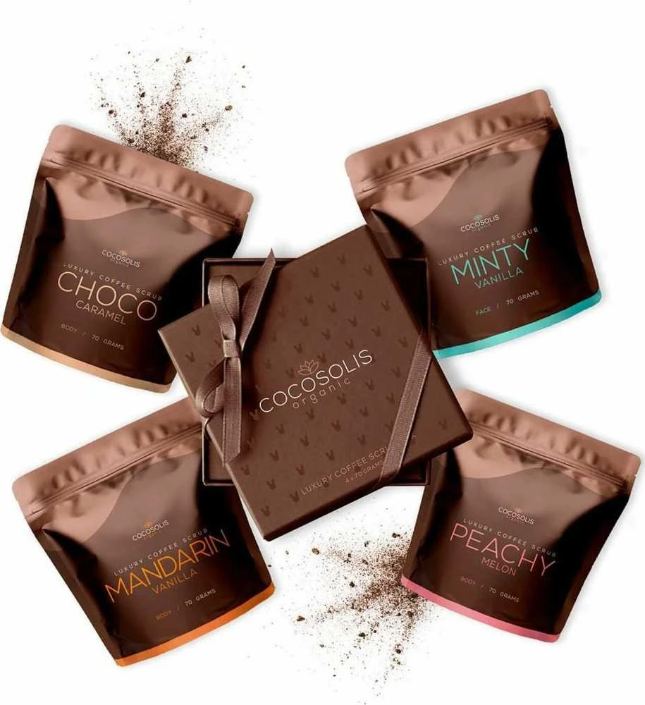 "Cocosolis" prabangių kavos šveitiklių dėžutės rinkinys 4 vnt