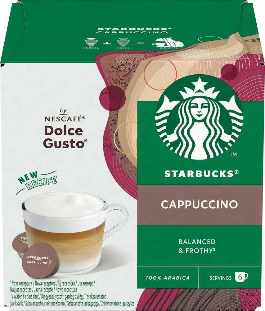 Strabucks Kavos kapsulės, suderinamos su NESCAFÉ® Dolce Gusto® Starbucks Cappuccino, 6 + 6 vnt.