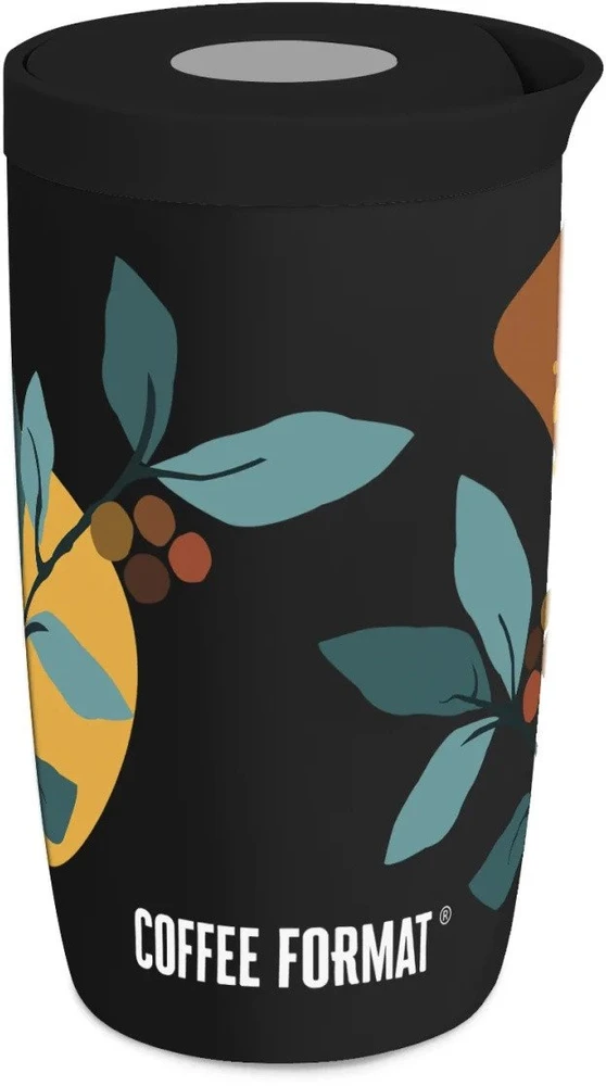 Coffee Format Juodas termosas su augalų motyvu 350 ml