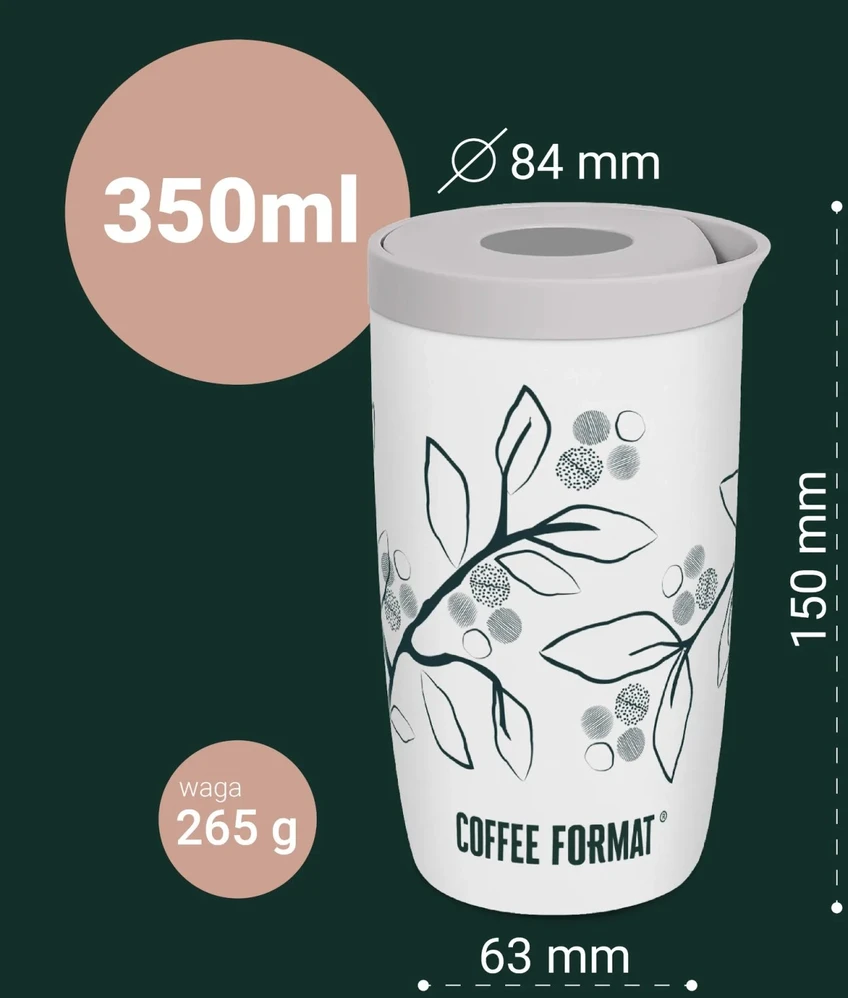 Coffee Format Terminis puodelis 350 ml - mėtinis su žemėlapio motyvu