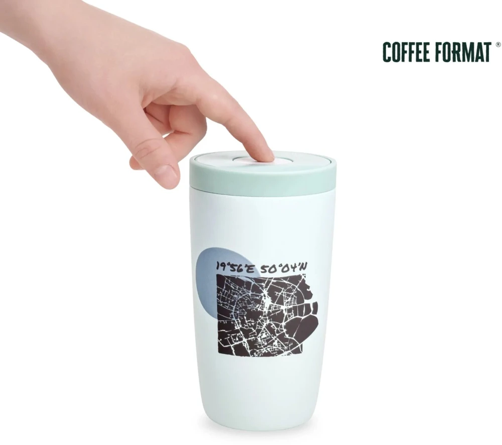 Coffee Format Terminis puodelis 350 ml - mėtinis su žemėlapio motyvu
