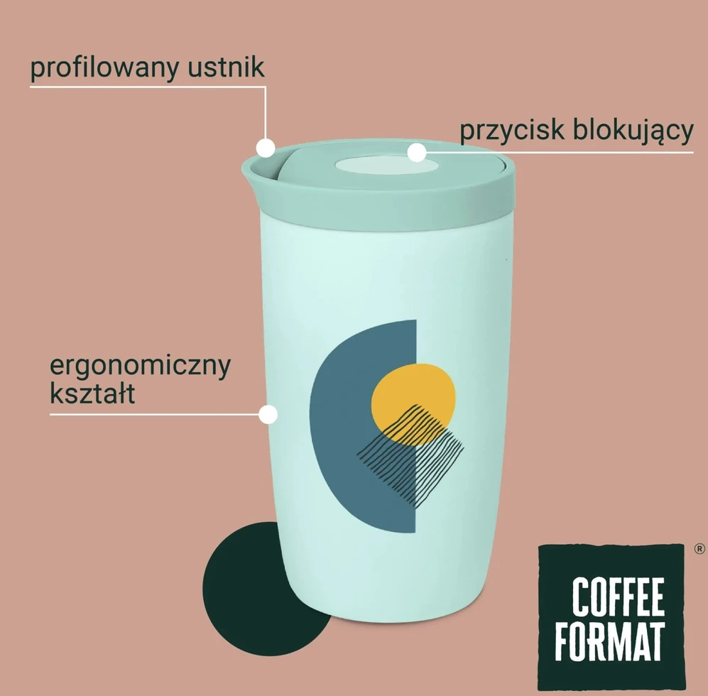 Coffee Format Terminis puodelis 350 ml - mėtinis su žemėlapio motyvu