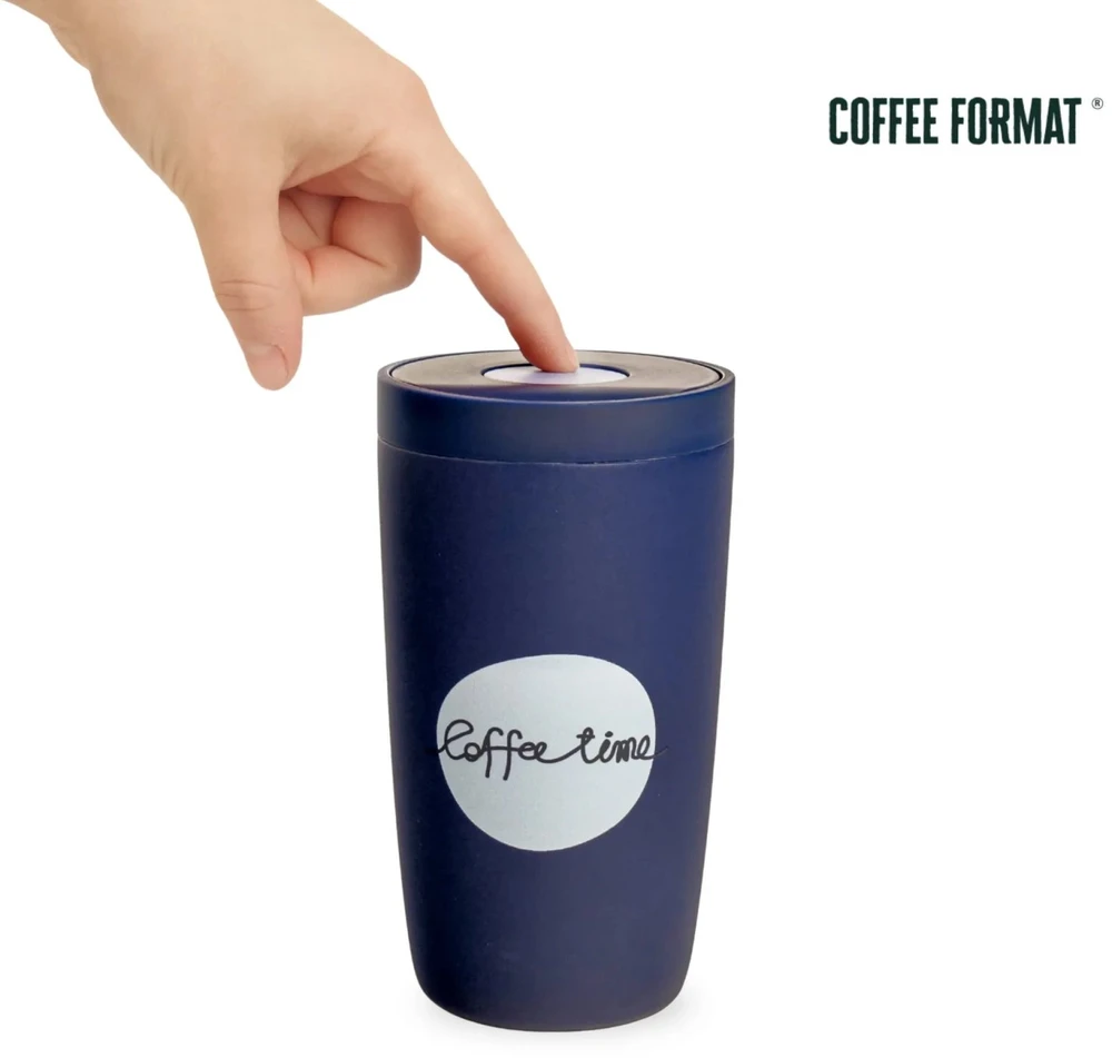 „Coffee Format“ termo puodelis, 350 ml – mėlynas su užrašu