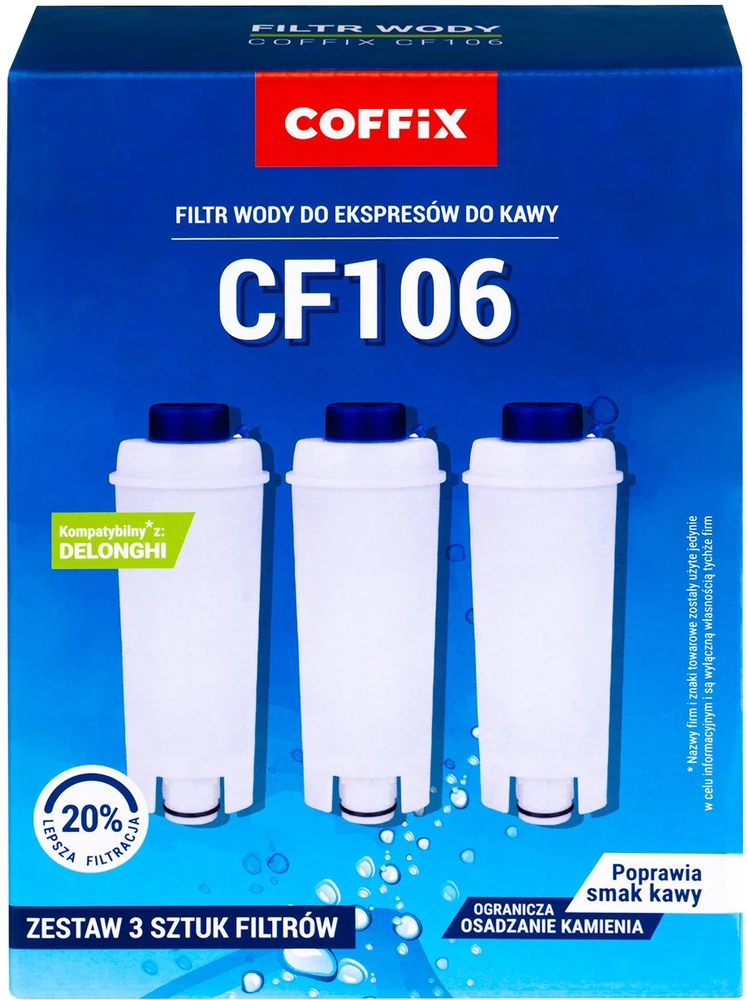 Coffix Vandens filtras espresso aparatams Coffix CF106 DeLonghi pakaitalas Multipack 3 vnt.