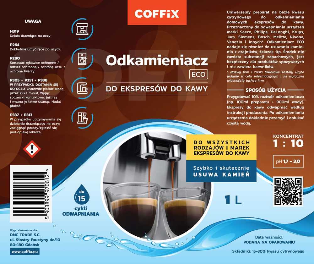 Coffix Skystas nukalkinimo skystis COFFIXOE1L 1000ml