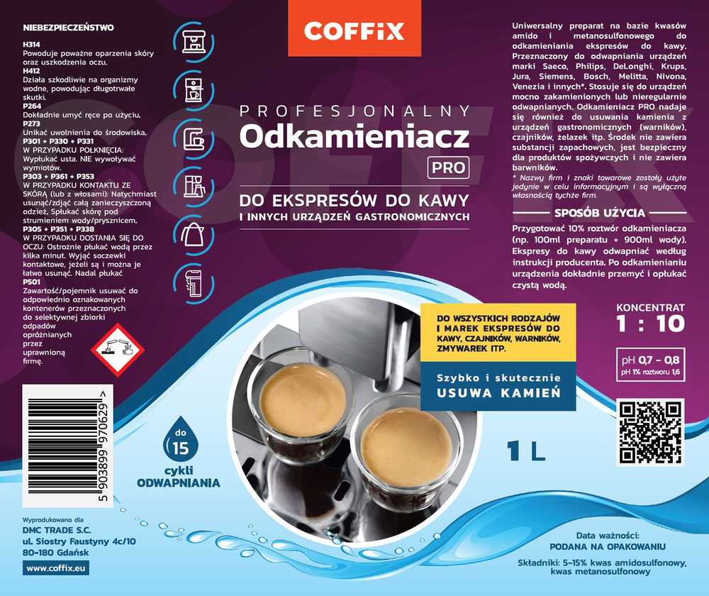 Coffix Skystas nukalkinimo skystis COFFIXOP1L 1000ml