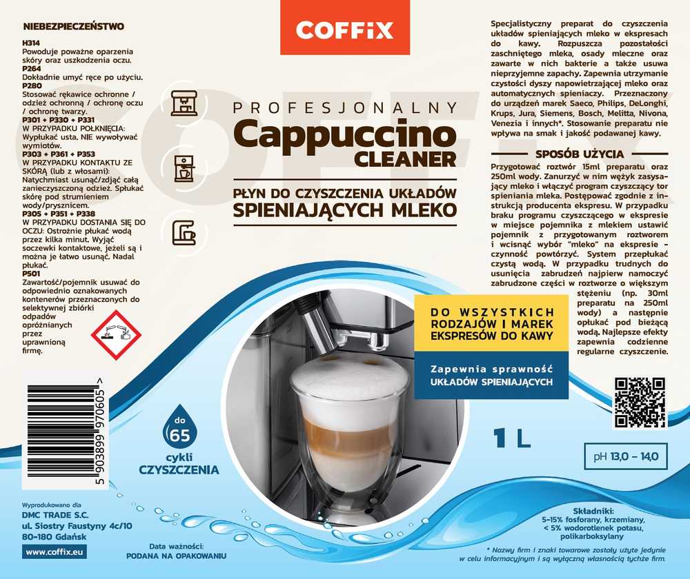 Coffix COFFIXCC1L pieno sistemos valiklis 1000ml