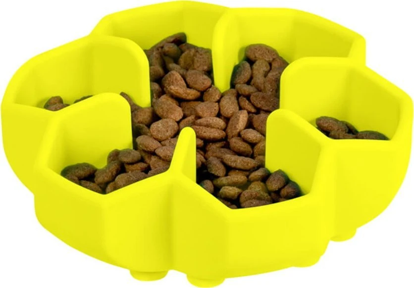 Collar Antkaklis WAU DOG BOWL SILICONE SLOW DOWN 450ml GELTONAS