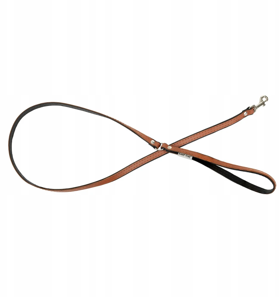 Collar Smycz skórzana šuniui, koniak/juoda, M-L, 20mm/120cm