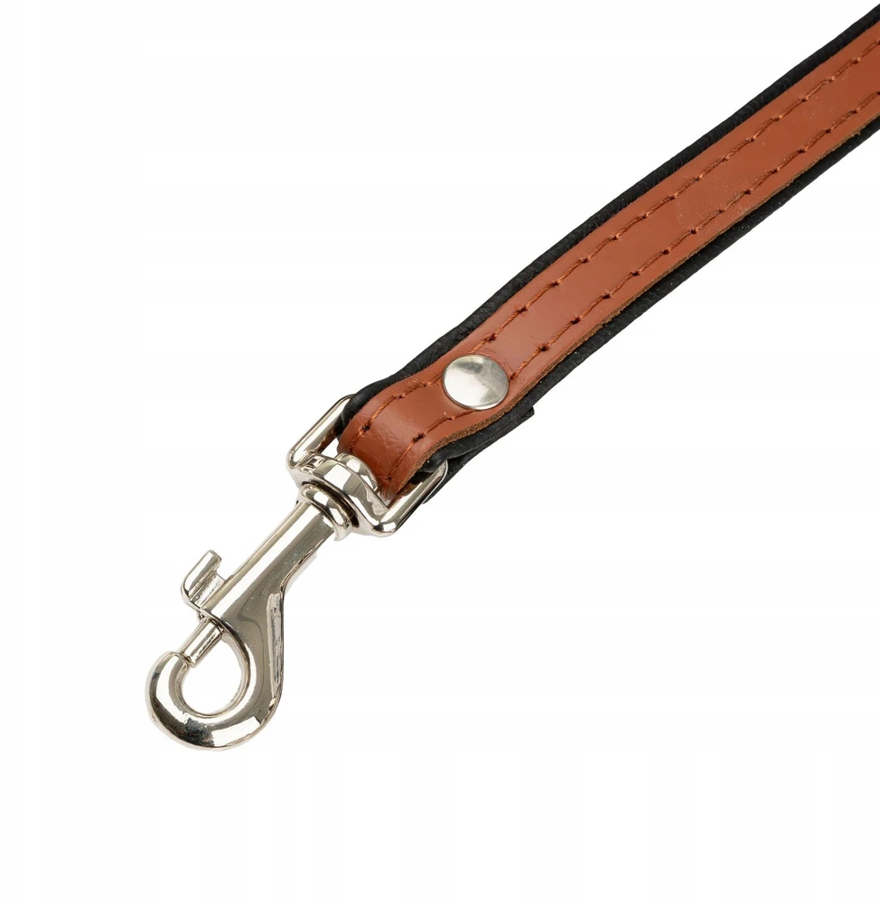 Collar Smycz skórzana šuniui, koniak/juoda, M-L, 20mm/120cm