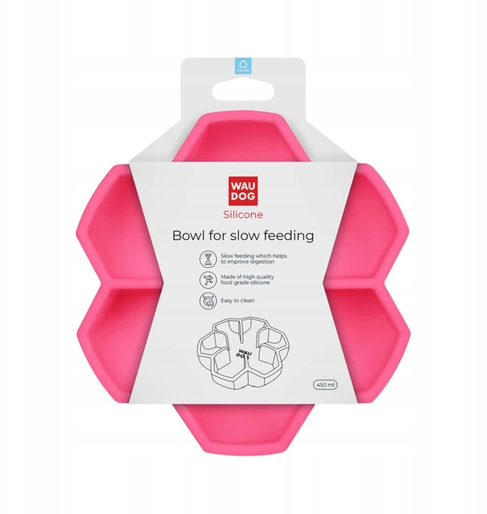 Collar WAU DOG lėkštė silikoninė lėtinanti 450ml rožinė