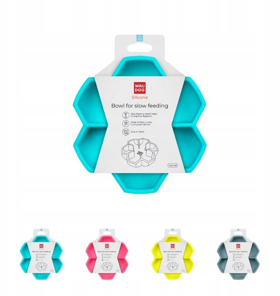 Collar Antkaklis WAU Šunims Silikoninis Dubenėlis Sulėtinti Augimą 450ml Mėlynas