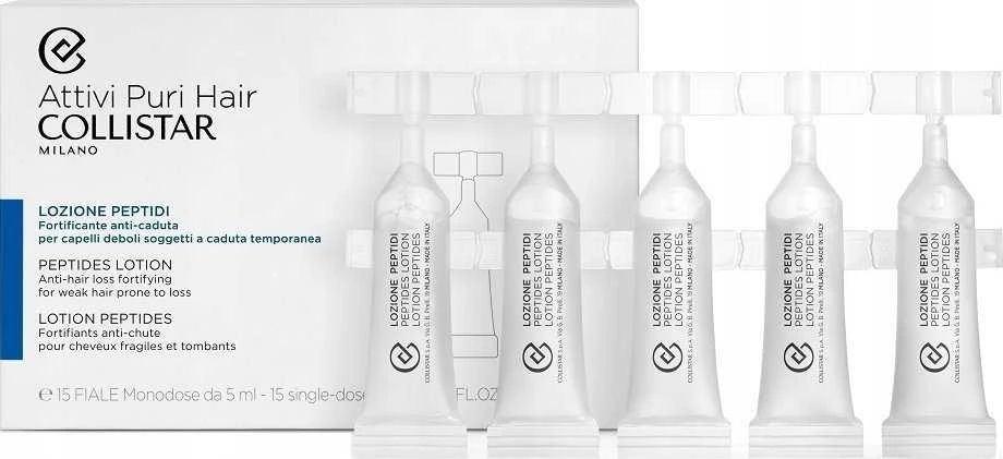 "Collistar" Stiprinamoji priemonė nuo plaukų slinkimo Peptidai (Stiprinamasis losjonas nuo plaukų slinkimo) 15 x 5 ml