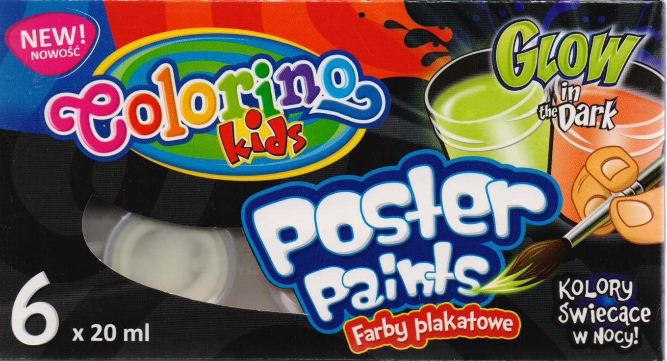 COLORINO CREATIVE dažai plakatams šviečiantys tamsoje 20 ml 6 spalvos,42635PTR