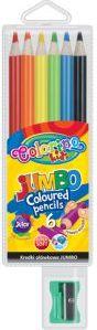 Colorino Kids Jumbo pieštukinės kreidelės, 6 spalvos + drožtukas