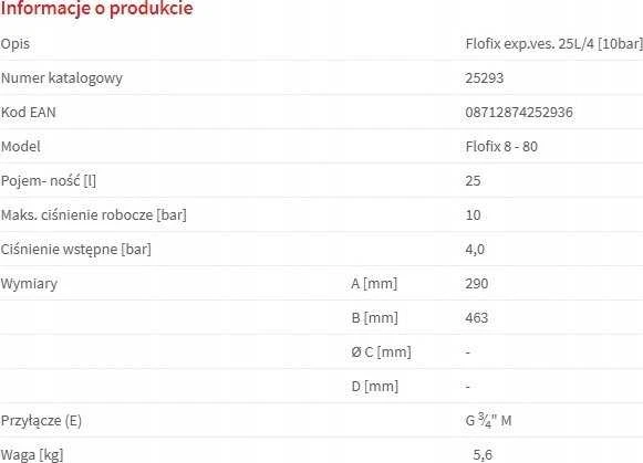 Flamco „Comap Flofix“ išsiplėtimo indas karštam vandeniui 25 l/4 [10 bar], jungtis 3/4, spalva baltas. Išsiplėtimo indai