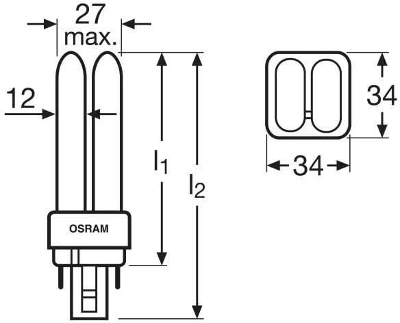 18W lemputė OSRAM DULUX D/E 840, G24q-2, 4000K
