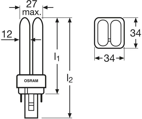 18W lemputė OSRAM DULUX D 840, G24d-2, 4000K