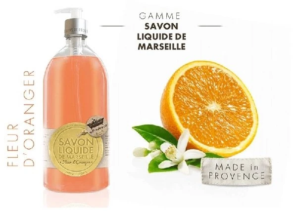 Les Petites Bains de Provence Marseille Oranžinis Blassom Liquid Soap For Hands & Body, 1000 ml