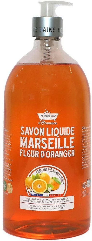 Les Petites Bains de Provence Marseille Oranžinis Blassom Liquid Soap For Hands & Body, 1000 ml