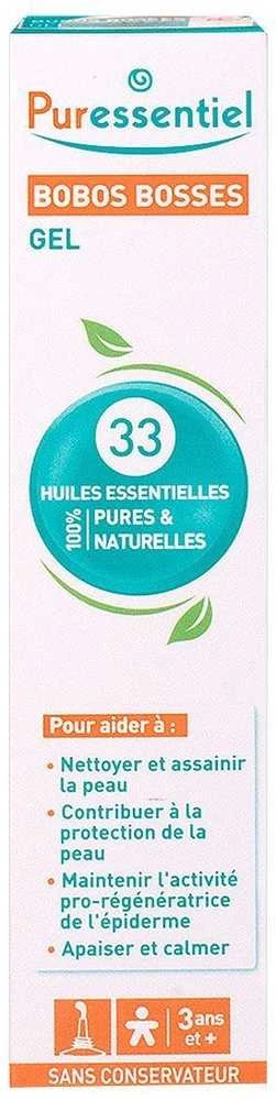 „Puressentiel Bobos Bosses“ raminamasis ir atpalaiduojantis vietinio poveikio gelis nuo įbrėžimų ir mėlynių visame kūne, 20 ml