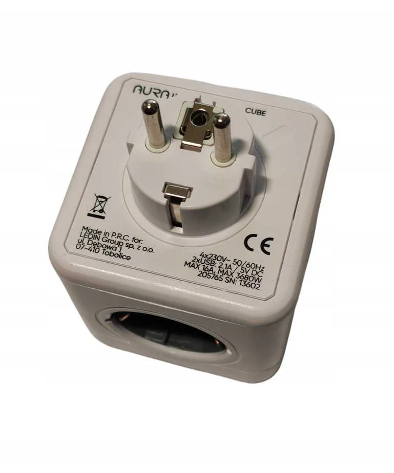 Aura_Line Skirstytuvas AURA LINE, 4 vt., 2USB C, 1,5m