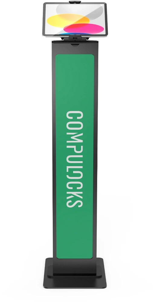 Compulocks Group „Compulocks“ universalus planšetinio kompiuterio lipdukas, firminis grindų stovas, juodas, Juoda, Planšetinis kompiuteris, Multimedijos stovas, 0,907 kg, 33 cm (13"), 100 x 100 mm