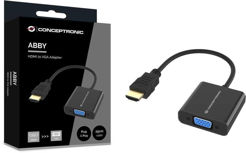 „Conceptronic“ CONCEPTRONIC AV adapteris HDMI -> VGA 1080P 60Hz 0,25 m sw