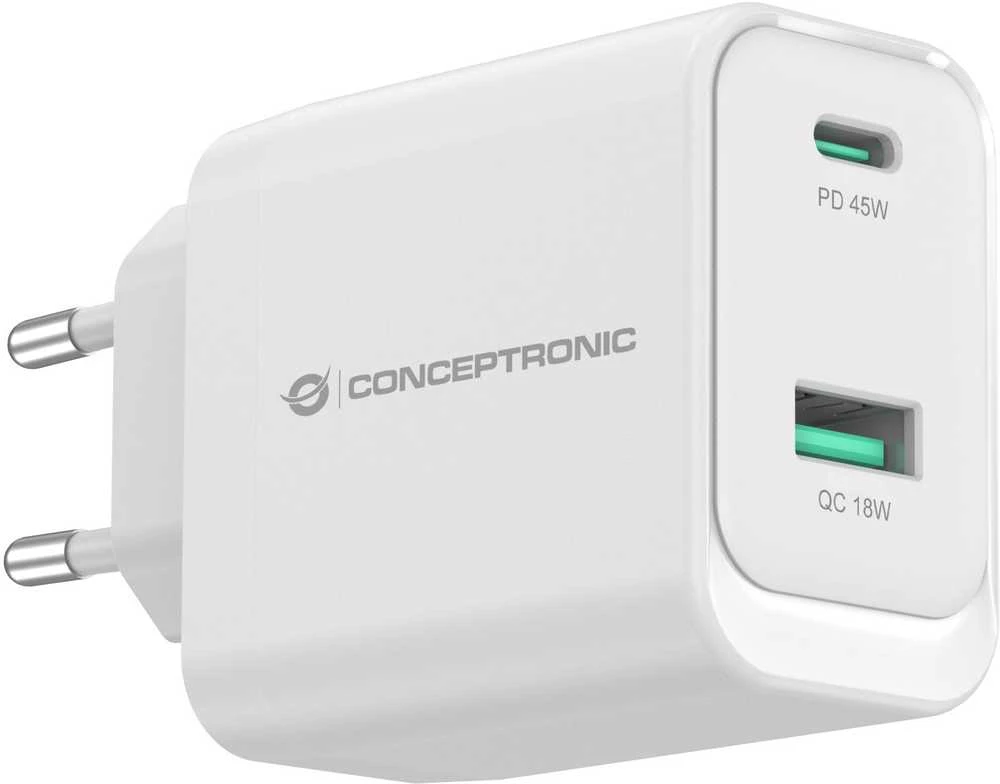 Carruzzo Conceptronic ALTHEA20W45 mobiliojo įrenginio kroviklis Universalus Balta AC Spartusis įkrovimas Vidaus